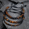 Tiger Eye Rock Protection Bracelet Set - 3Pcs Woven Men's Jewelry