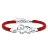 Goat Zodiac Red String Bracelet, Copper Silver-Plated