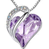 Love Heart Birthstone Necklace Pendant Geometric Alloy Jewelry