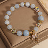 Aquamarine Pink Crystal Zircon Butterfly Charm Bracelet