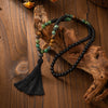 Long Beaded Necklace with Tassel, Natural Stone Mala