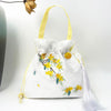 Embroidered Drawstring Bucket Bag with Tassel, Floral and Animal Motifs