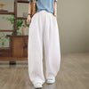 Women's Wide Leg Pants Cotton Linen Blend With Pockets