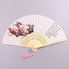 Silk and Bamboo Folding Fan, Hand Painted Floral Design