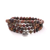 108 Natural Stone Mala Bead Lotus Pendant Bracelet
