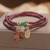 Multilayer Red Bead Bracelet with Flower Charm