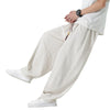 Men's Straight Leg Pants Summer Drawstring Ankle Length Solid Color