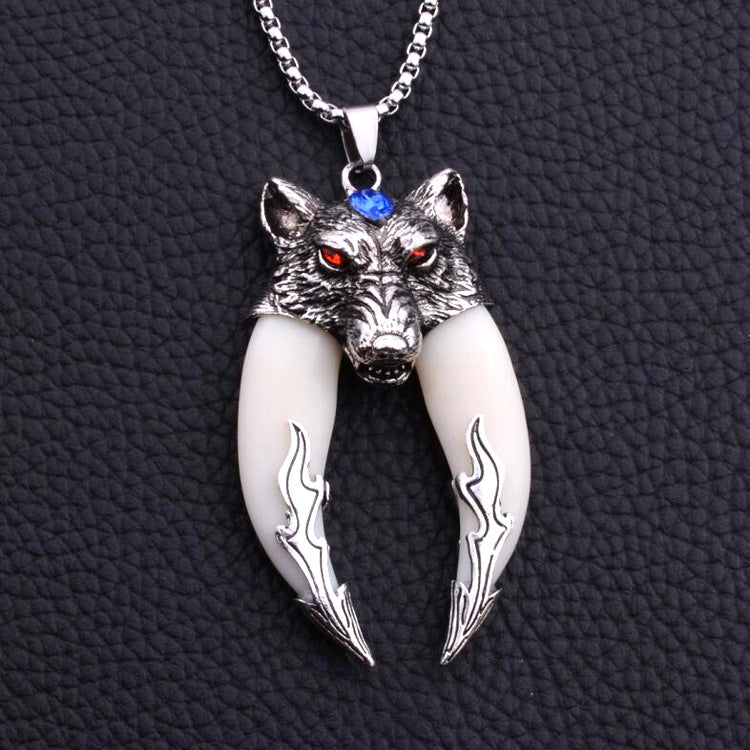 Imitation Wolf Tooth Steel Balance Necklace Pendant
