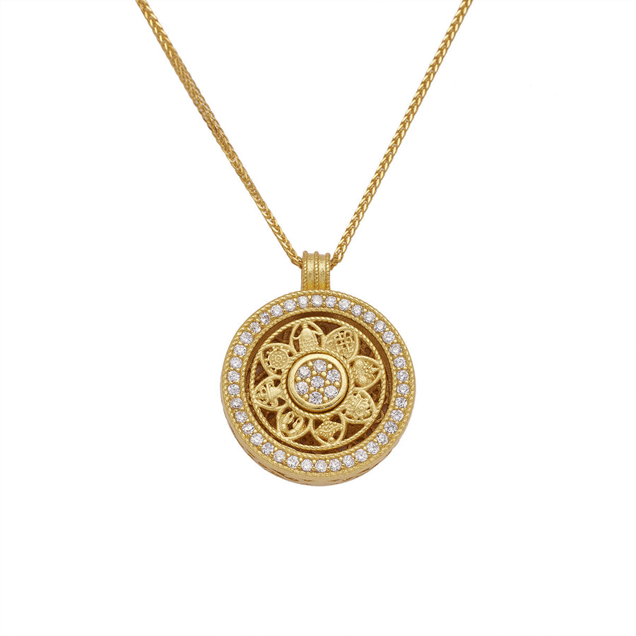 925 Sterling Silver Eight Treasures Luo Pan Necklace Pendant
