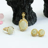 Hetian Jade Jewelry Set, Gold-Tone Pendant Ring Earrings