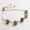 Gold-Tone Wire Wrapped Gemstone Bead Bangle Bracelet