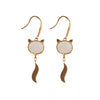 FengShui White Jade Fox Fortune Earrings