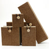 Linen Style Jewelry Storage Box with Tassels and Wood Button