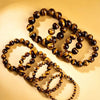 Natural Tiger Eye Bead Bracelet, Polished Stone Wristband