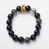 Dragon Bracelet with Silver-tone Obsidian and Green Phantom