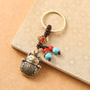 Feng Shui Lucky Cat Keychain with Five Emperor Coins