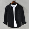 Men's Long Sleeve Turn-down Collar With Pocket Pure Color Casual Cotton Shirt