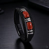 Tiger Eye Power Magnetic Buckle Multilayered Leather Bracelet