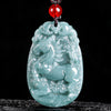 Chinese Zodiac Jade Pendant Necklace Blue Water Horse Luck Rope
