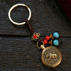 Chinese Zodiac Brass Keychain with Eight Guardian Buddhas