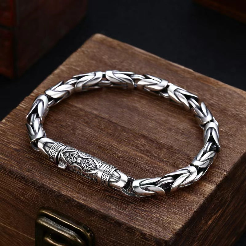 Men's Vajra Bracelet Copper Chain Twisted Link Silver Tone