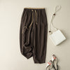 Casual Solid Color Cotton Linen Drawstring Women's Pants With Pockets