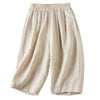Women's Cotton Linen Harem Shorts High Waist With Pockets