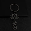 Lotus and Seed Syllable Necklace or Keychain in Stainless Steel