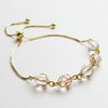 Gold-Tone Wire Wrapped Gemstone Bead Bangle Bracelet