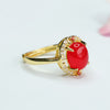 Green or Red Chalcedony Ring with Zirconia Halo