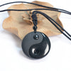 Black Obsidian Yin Yang Necklace Pendant, Taoist Symbol of Balance