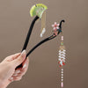 Wooden Floral Hairpin with Tassel, Vintage Style Hair Stick