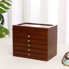 Wooden Jewelry Box with Carved Plum Blossom Lid