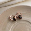 Tiger Eye Stud Earrings, Vintage Geometric Style