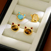 Cat Stud Earrings with Turquoise or Tiger Eye Stones