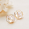 925 Sterling Silver Pearl Camellia Necklace and Earrings Set
