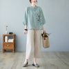 Embroidered Cotton Linen Top and Pants Set