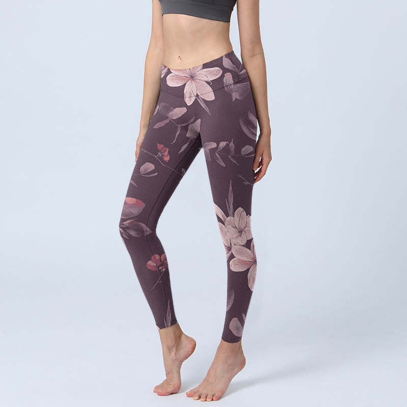 Floral Print Yoga Leggings Women's 3D Stretch Gym Pants