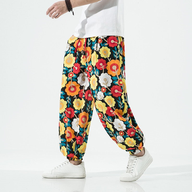 Men's Cotton Linen Harem Pants With Pockets