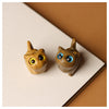 Mini Glowstone and Wood Cat Figurines for Desk Decor