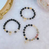 Silver Sheen Obsidian Bracelet with Heart, Star or Flower Charm