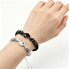 Yin Yang Bracelet Set for Couples, Black and White Adjustable Cord