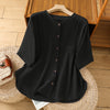 Women's Cotton Linen Shirt Half Sleeve Casual Button Down Top