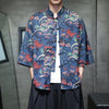 Men's Ice Silk Tang Suit Shirt with Frog Buttons and Pockets