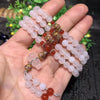 Black Agate White Chalcedony 108 Bead Bracelet with Gourd Charm