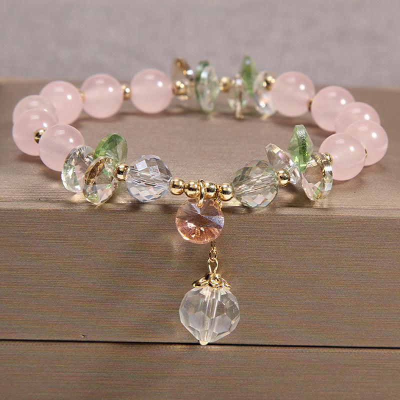 Crystal Charm Bracelet with Drop Pendant