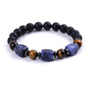 Tiger Eye and Lava Rock Bracelet with Square Natural Stone Beads