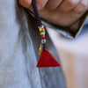 Red Cinnabar Triangle Talisman Keychain