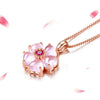 Pink Crystal Flower Heart Necklace Pendant Copper