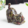 Resin Cat Figurine with Crystal Gravel, Desk Decor